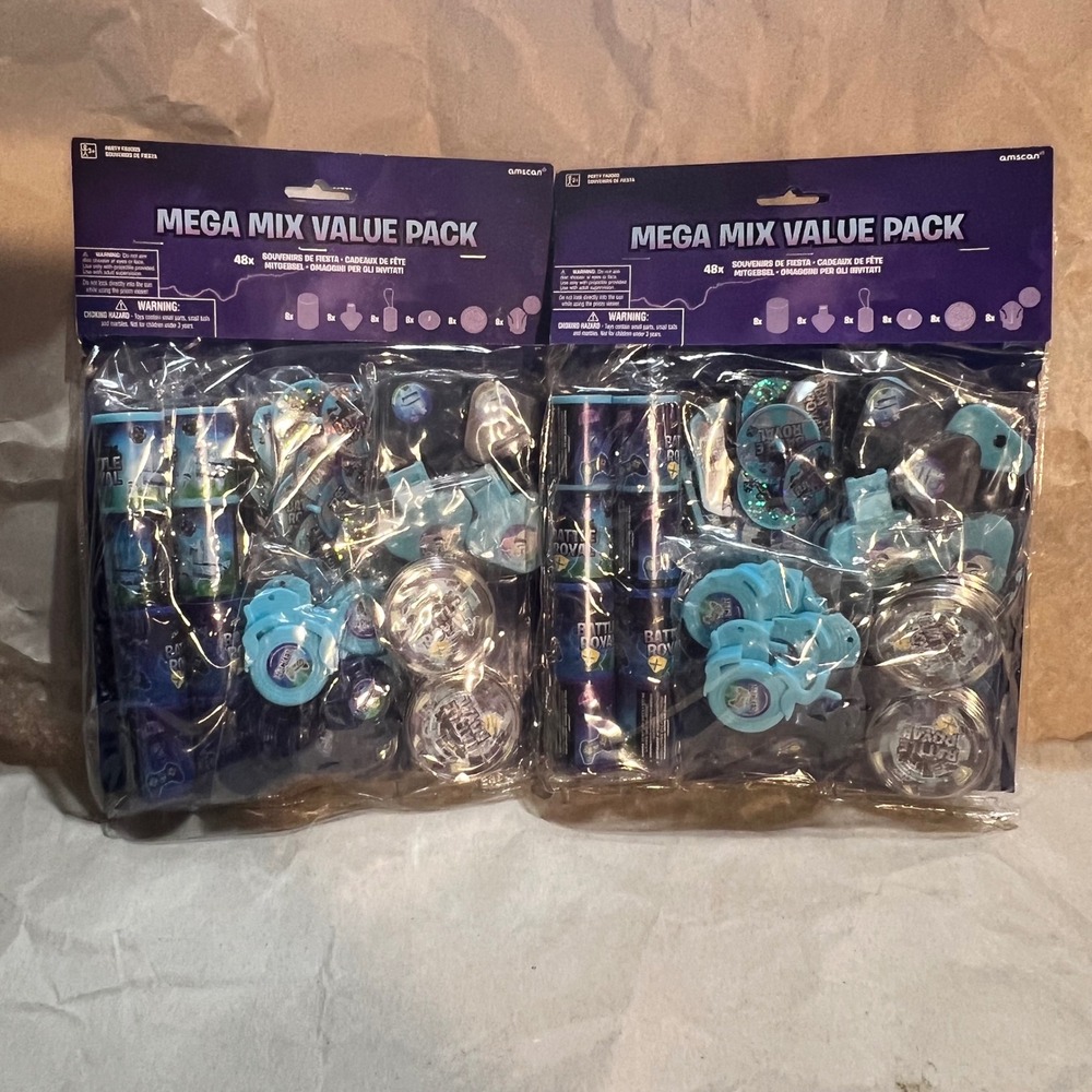 Amscan 2pk 48ct Battle Royal Party Favor Pack Blue Purple Gaming Loot 96pc Total